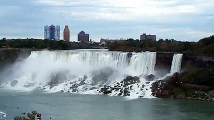 Niagara Falls - Panning shot from New York side to Canada "horseshoe" side