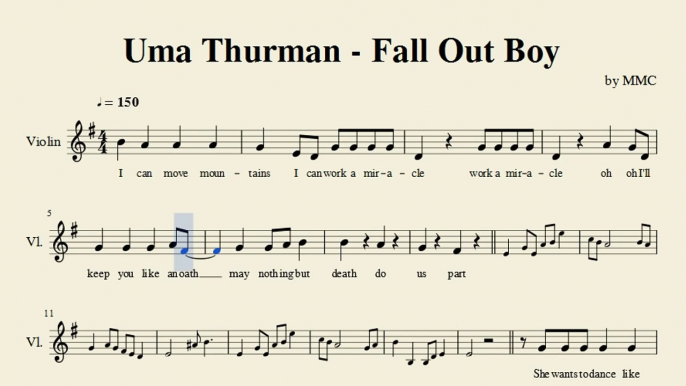 Uma Thurman - Fall Out Boy (Violin) [Sheet Music by MMC]