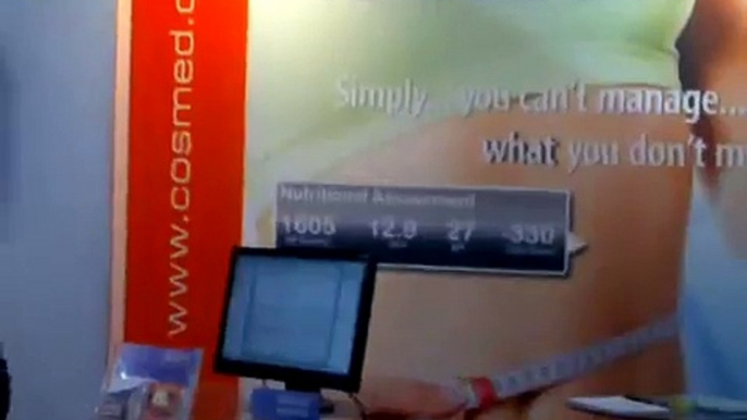 COSMED exhibition booth at FIBO 2011: Resting Metabolic Rate test with Fitmate