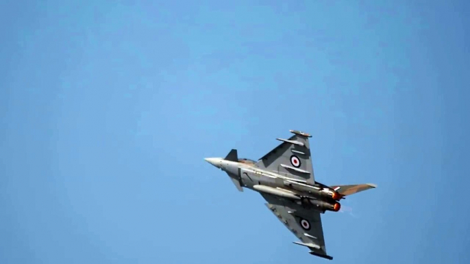 The Royal Air Force Typhoon fighter jet aircraft at The Scottish Airshow Low Green Ayr Scotland