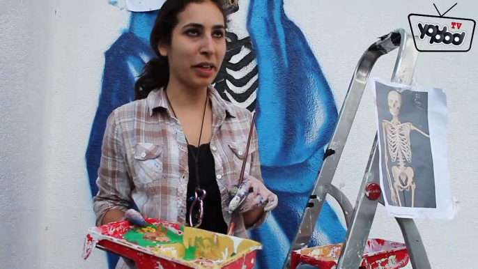 Graffiti-Künstlerin aus Afghanistan beim Urban-Art-Festival