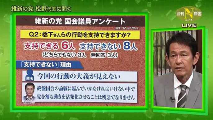 橋下サイドばっかりだったので 聞きたかった 「の党」の松野サイドの話 週刊ニュース新書 150912