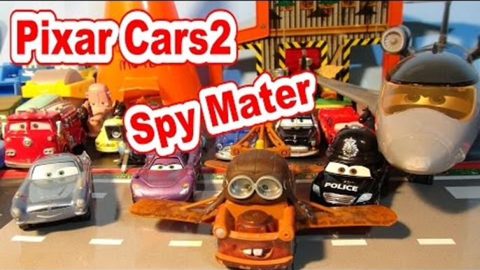 Pixar Cars2 with Spy Mater and Lightning McQueen, and Screamin' Banshee