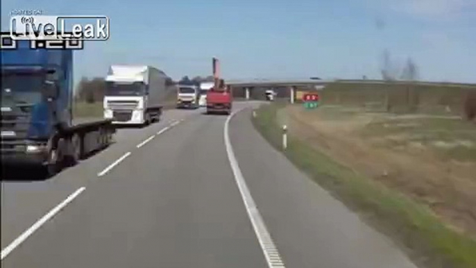 Truck hits bridge in Lithuania.. Big Whoops!