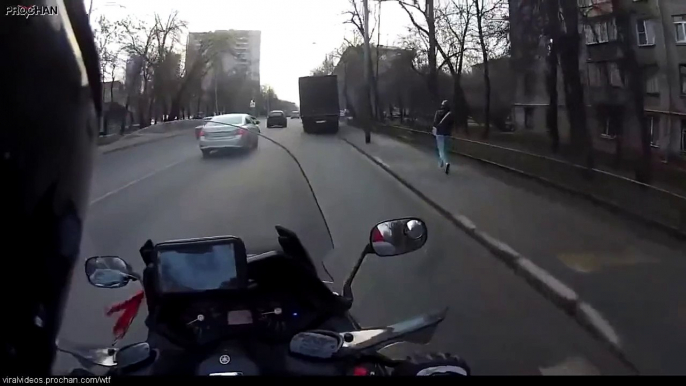 Biker almost killed by idiot driver