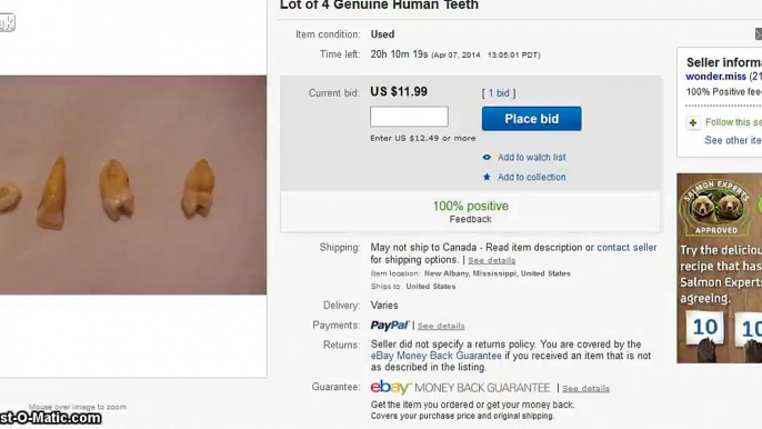 eBay Allows the Sale of Boiled Human Skulls!