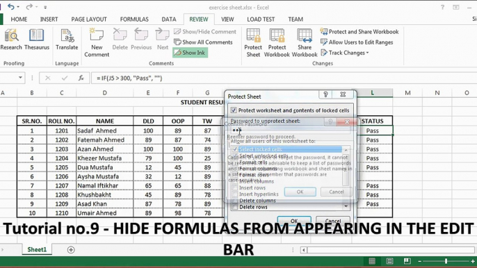 Tutorial no.9 - HIDE FORMULAS FROM APPEARING IN THE EDIT BAR