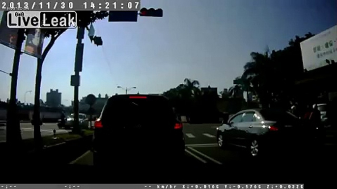 LiveLeak.com - Scooter obliterated in high speed crash with out-of-control car