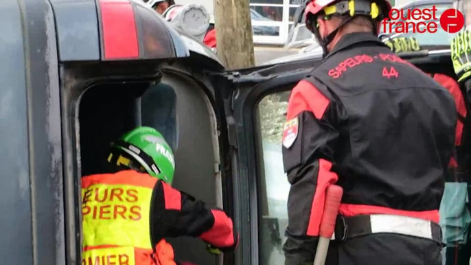 Entraînement l'équipe de pompiers Loire-Atlantique pour les mondiaux de secours routier