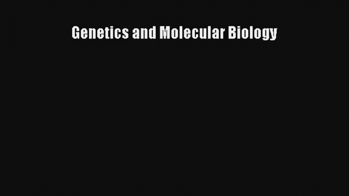 AudioBook Genetics and Molecular Biology Download