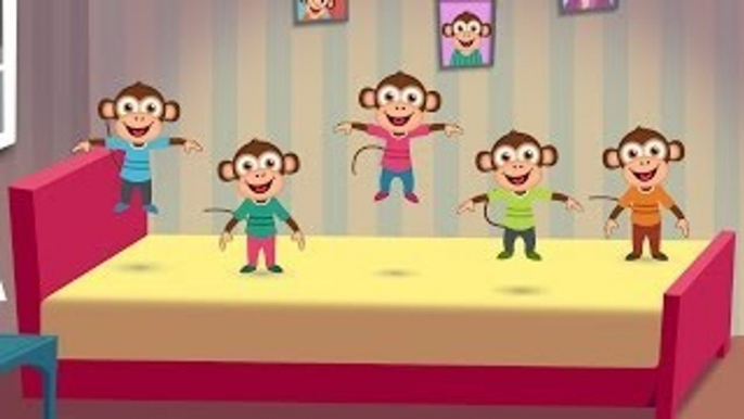 Five Little Monkeys Jumping on the Bed Nursery Rhyme Cartoon Animation Rhymes Songs for Ch