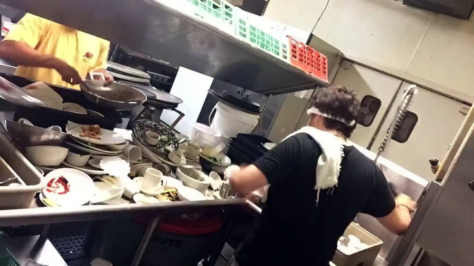 Time-lapse Dishwasher - Time lapse of a full night of dishwashing at a restaurant