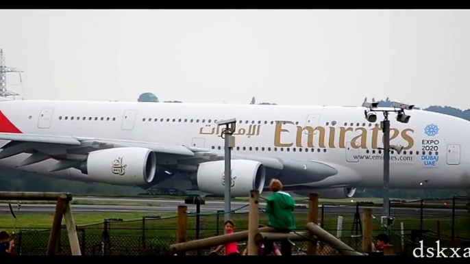 Emirates Airbus A380 (A6-EED) Crosswind Landing Manchester, 1080p HD