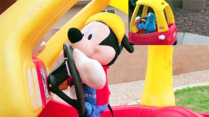 Mickey Mouse Driving Cozy Coupe Disney Mickey Mouse Crashing like Cookie Monster Driving