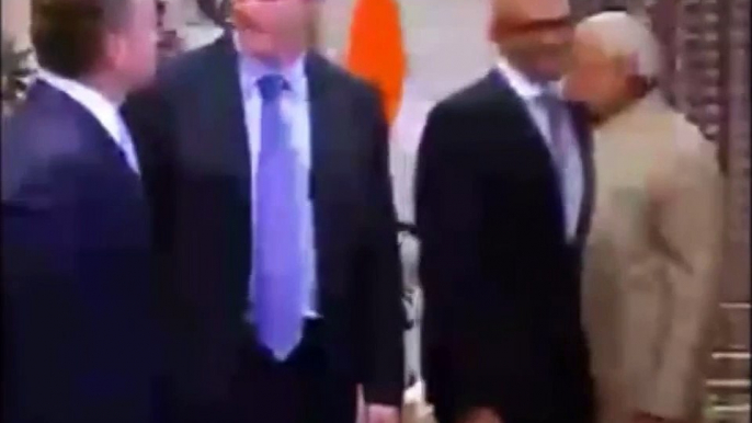 What Microsoft CEO (Satya Nadella) do after Shaking Hands with Indiaan PM Narendra Modi