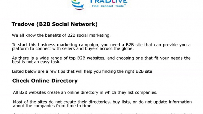 Effective Tips For Choosing The Best B2B Social Networking Site By Tradove