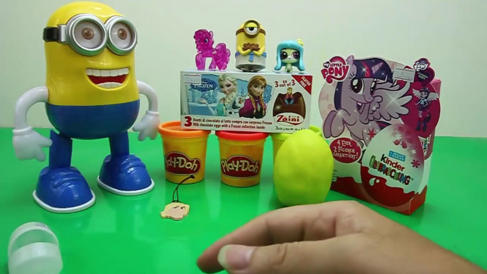 Frozen disney surprise eggs play doh elsa minions MLP My little pony shock olaf hattrick