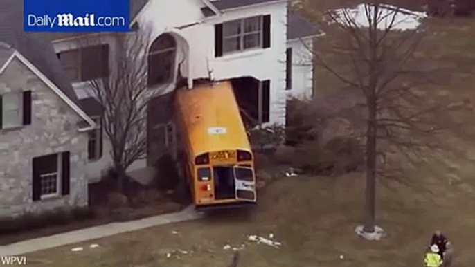 Shocking Aftermath of School Bus After it Crashed Into Home