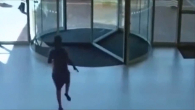 Stupid Girl Slams Into Glass Door