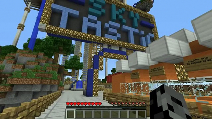 PopularMMOs Pat and Jen Minecraft SKY MINECART! - POPULARMMOS THEME PARK [3]