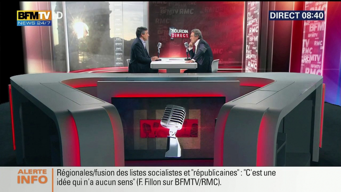 François Fillon invité de Jean-Jaques Bourdin sur BFM TV