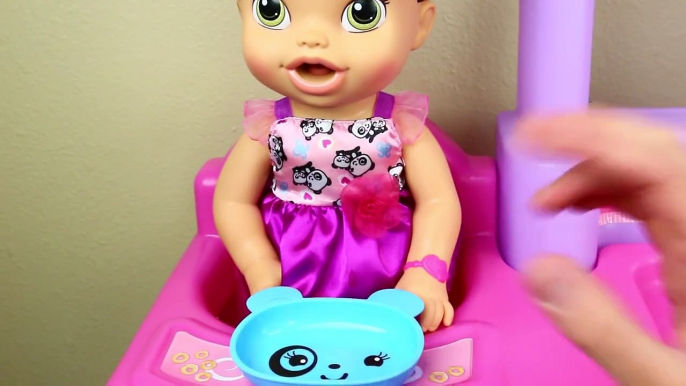 Baby Alive Eats in High Chair & Poops Diaper GROSS! Bed Time in Crib Doll Furniture