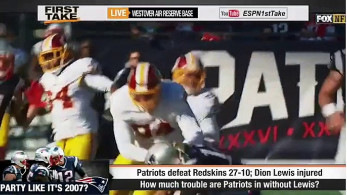 ESPN First Take - Patriots Defeat Redskins 27-10 & Dion Lewis Injured