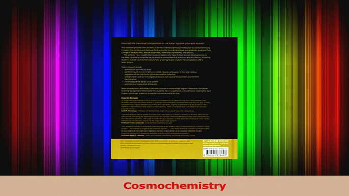 Read  Cosmochemistry Ebook Free