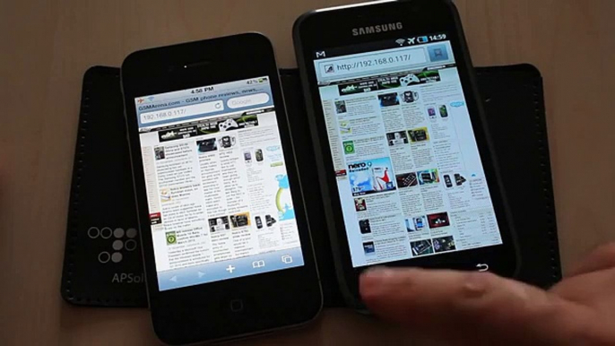 Apple iPhone 4 vs Samsung I9000 Galaxy S browser test