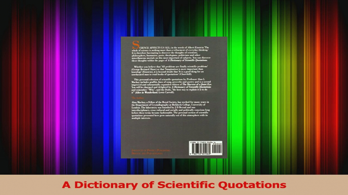 PDF Download  A Dictionary of Scientific Quotations Download Online