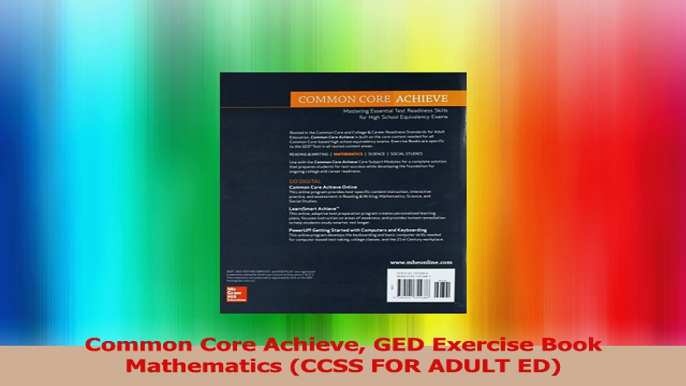 Common Core Achieve GED Exercise Book Mathematics CCSS FOR ADULT ED Read Online