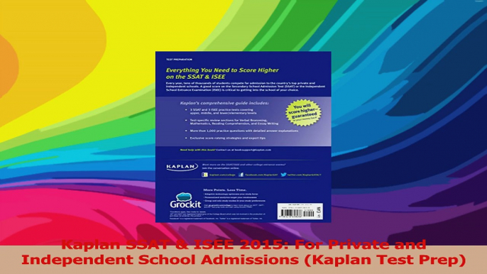 Kaplan SSAT  ISEE 2015 For Private and Independent School Admissions Kaplan Test Prep Download