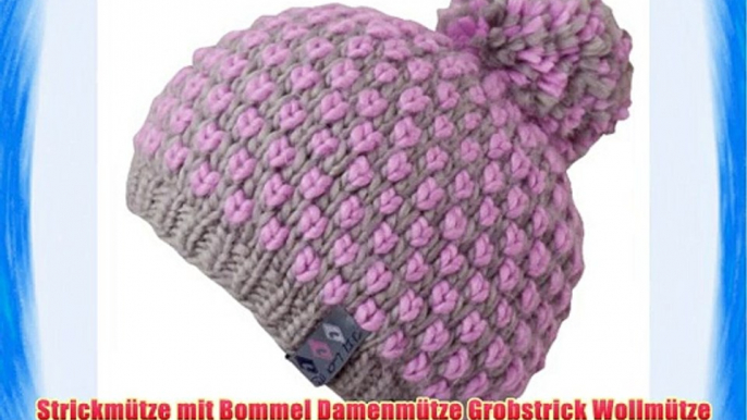 Strickm?tze mit Bommel Damenm?tze Grobstrick Wollm?tze Winterm?tze Skim?tze Winterm?tzen in