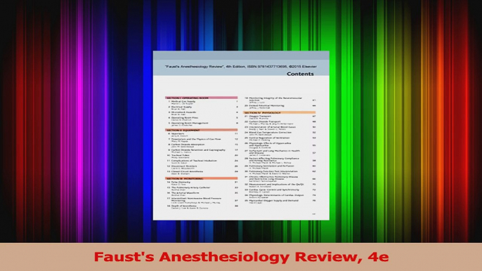 Fausts Anesthesiology Review 4e PDF