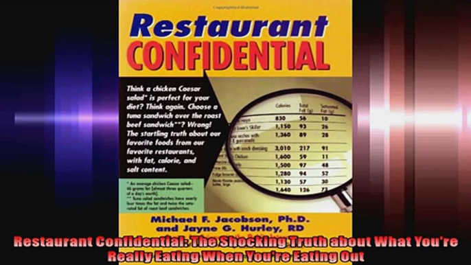 Restaurant Confidential The Shocking Truth about What Youre Really Eating When Youre