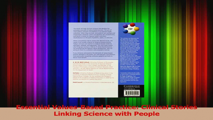 Essential ValuesBased Practice Clinical Stories Linking Science with People PDF