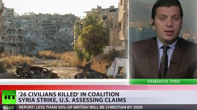 Syria Strikes: US-led coalition bombing allegedly kills 26 civilians