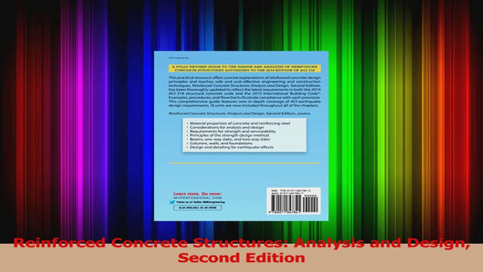 Read  Reinforced Concrete Structures Analysis and Design Second Edition PDF Free