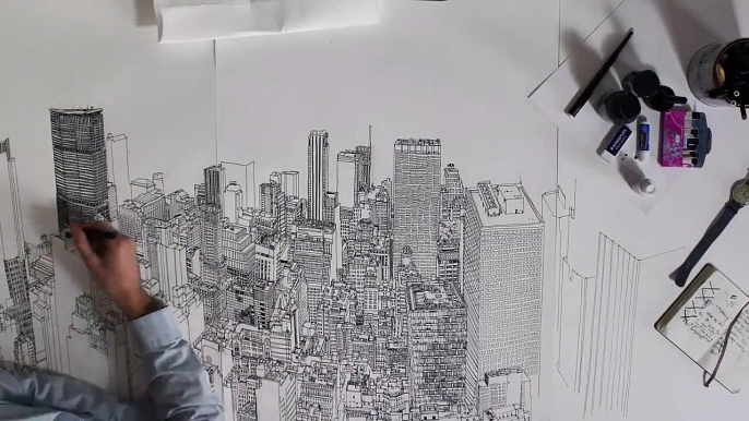 Colossus - a drawing of New York City