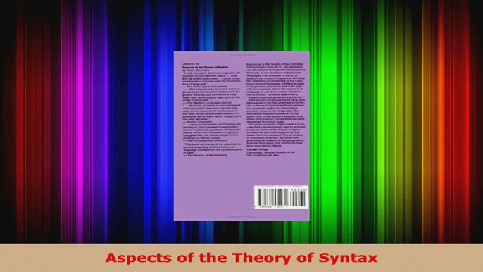 Read  Aspects of the Theory of Syntax EBooks Online