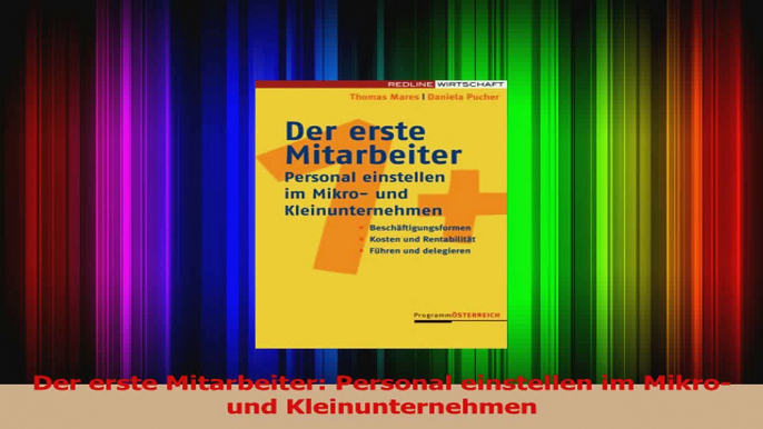 Lesen  Der erste Mitarbeiter Personal einstellen im Mikro und Kleinunternehmen Ebook Frei