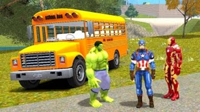 Nursery Rhymes Wheels On The Bus Go Round and Round with The Avengers Captain America Iron