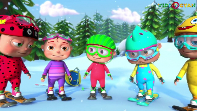 Five Little Babies Skiing In Snow | 5 Little Babies | Nursery Rhymes For Babies