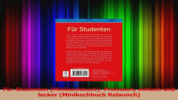 Download  Für Studenten Minikochbuch Preiswert einfach und lecker Minikochbuch Relaunch PDF Frei