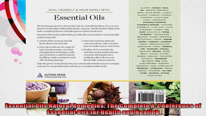 Essential Oils Natural Remedies The Complete AZ Reference of Essential Oils for Health