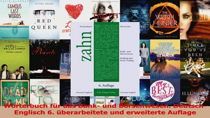 Download  Wörterbuch für das Bank und Börsenwesen DeutschEnglisch 6 überarbeitete und erweiterte PDF Frei