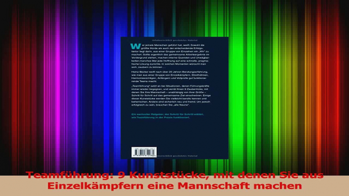 Lesen  Teamführung 9 Kunststücke mit denen Sie aus Einzelkämpfern eine Mannschaft machen Ebook Frei