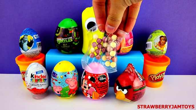 Frozen Play Doh Peppa Pig TMNT Kinder Surprise Barbie Disney Fairies Surprise Eggs StrawberryJamToys