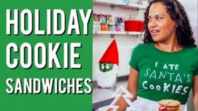 How to make Holiday Cookie Sandwiches with Chocolate Chip Cookies, Cake and Buttercream!