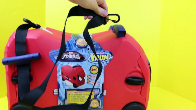 Spiderman Vrum Ride Along Luggage Storing Disney Frozen Anna and Elsa Barbie Dolls by DisneyCarToys